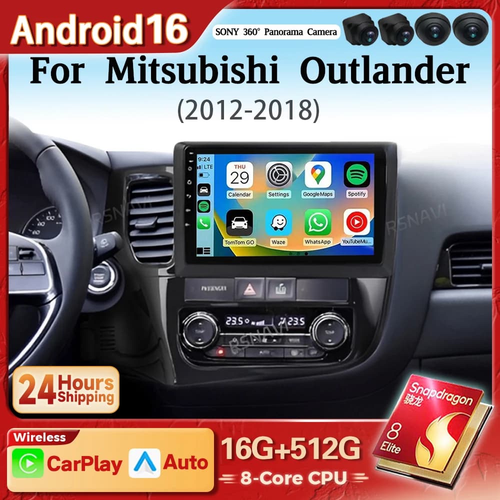 Android 15 Carplay Auto WIFI + 4G Autoradio Lettore Multimediale Per Mitsubishi Outlander 3 2012 - 2018 Autoradio Stereo DSP Qualcomm
