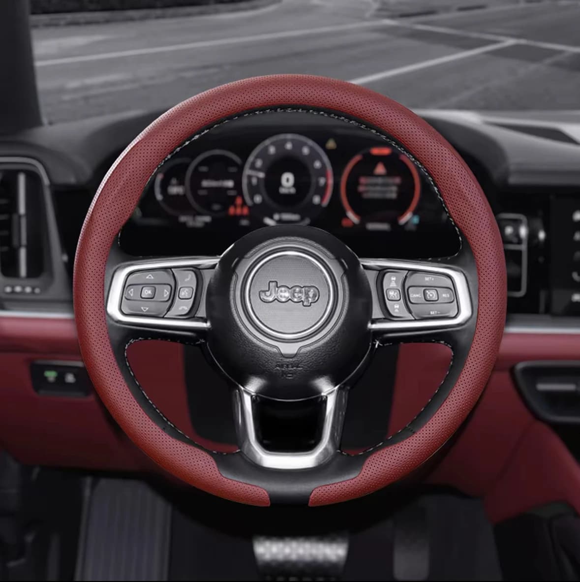 Coprivolante in Pelle Nappa 8D per Jeep Avenger 2024 2025, Accessori Auto per Volante Jeep Avenger