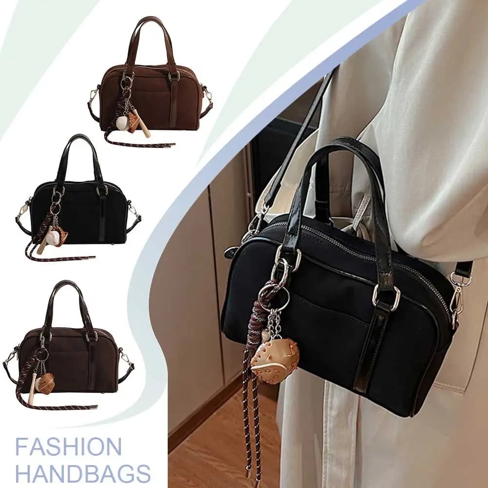 Borsa a tracolla da donna in pelle scamosciata con tracolla regolabile con tasca interna, pochette per viaggi di lavoro