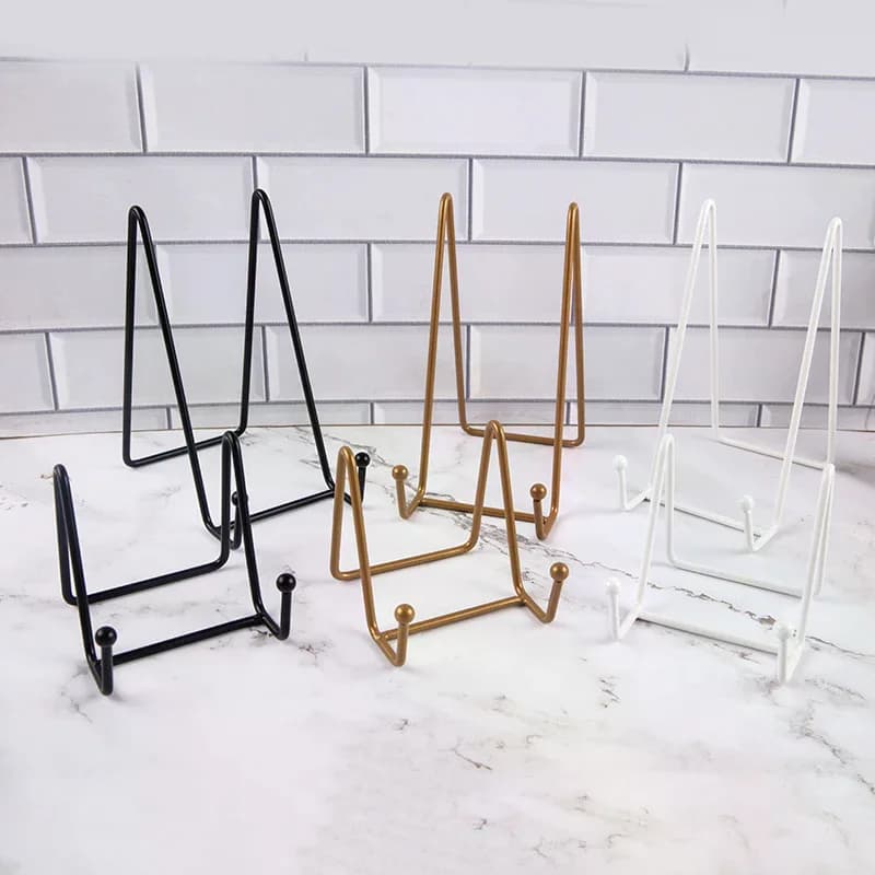 1Pcs Iron Art Magazine Display Stand Dish Rack Plate Bowl Picture Frame Photo Book Pedestal Holder Ornaments