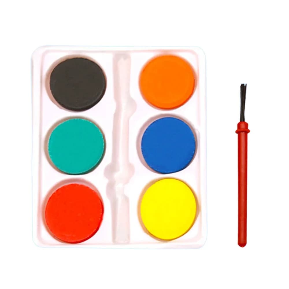 Portable with Painting Brush Watercolor Paint Set 6 Colors Washable Oil Painting Kit Solid Watercolor Pigment Prizes