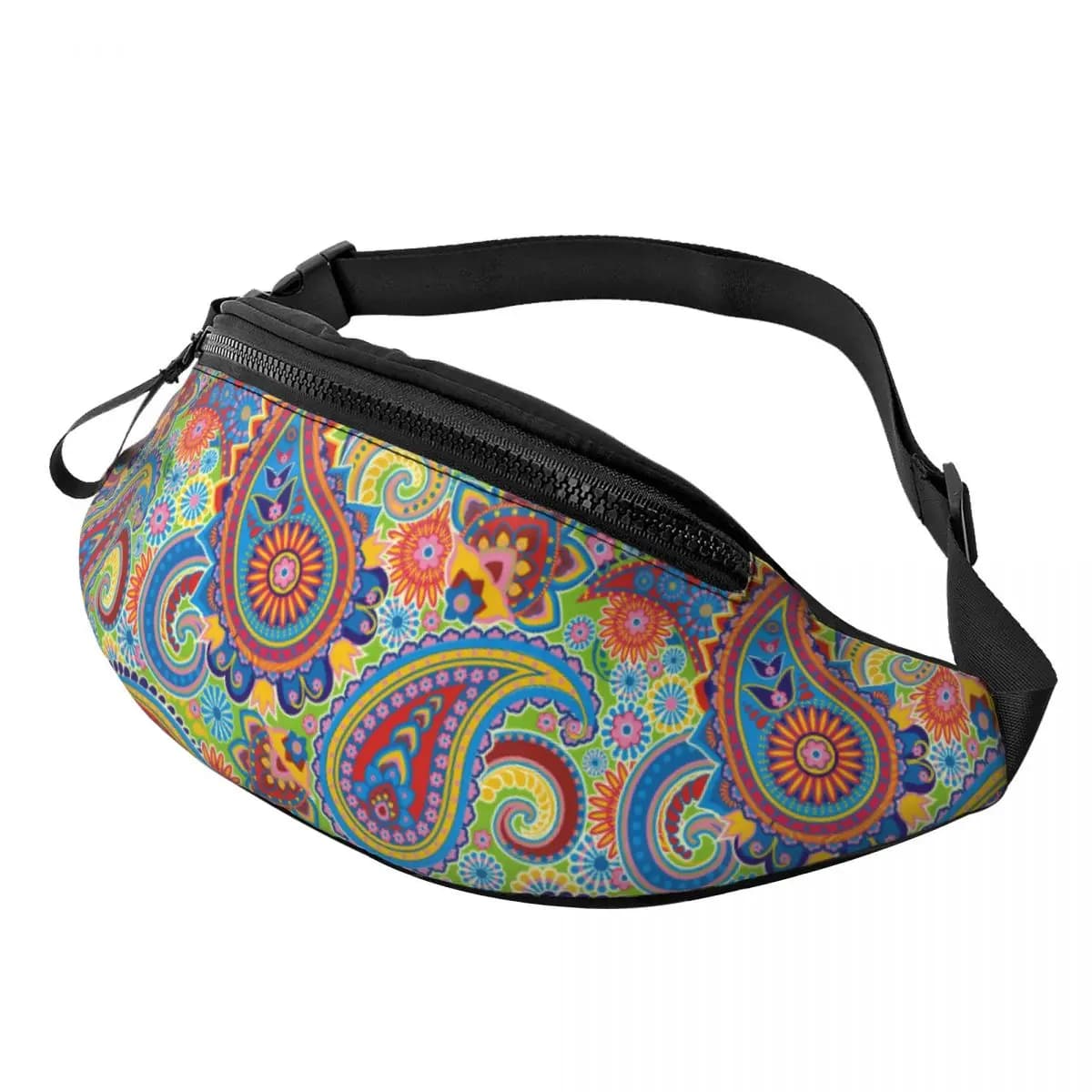 Custom Cool Ethnic Bohemia Style Paisley Bandana Fanny Pack Men Women Crossbody Waist Bag for Traveling Phone Money Pouch