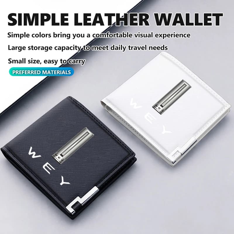 Car PU Leather ID Cards Short Purse Credit Holder Wallet For WEY Tank 500 Macchiato Coffee 01 02 2021-2022