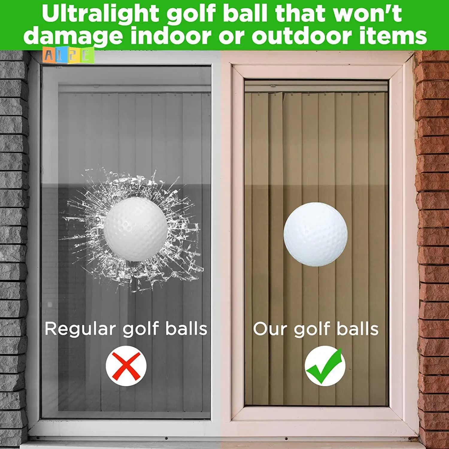 A12E-100 Pcs Hollow Golf Ball Hollow Golf Plastic Ball With Mesh Drawstring Storage Bags For Training
