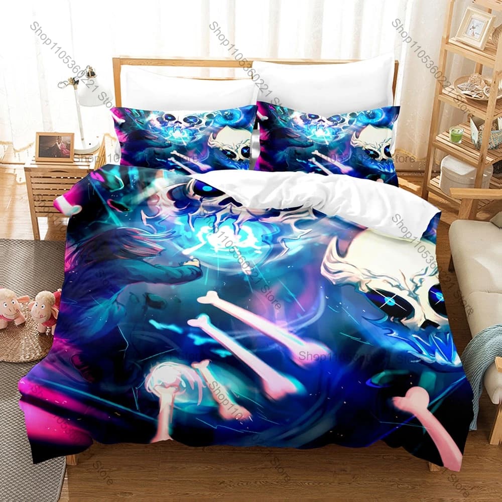 Personality Undertale Sans Bedding Set New 3D Printed Anime Duvet Cover Set Soft Microfiber Bed Set for Kids Teens Adult Bedroom