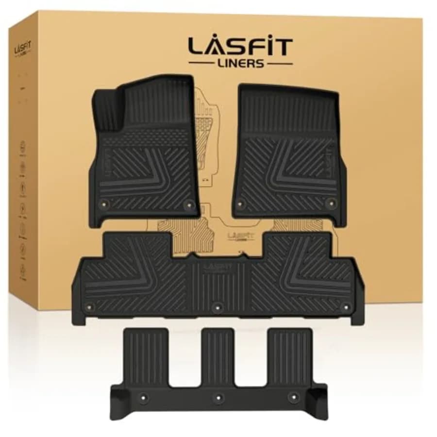 Tappetini per Rivian R1S 2022 2023 2024, Rivestimento per Pavimento in TPE per Tutte le Stagioni, Tappetini Auto su Misura per Rivian R1S 1a 2a 3a Fila in Gomma