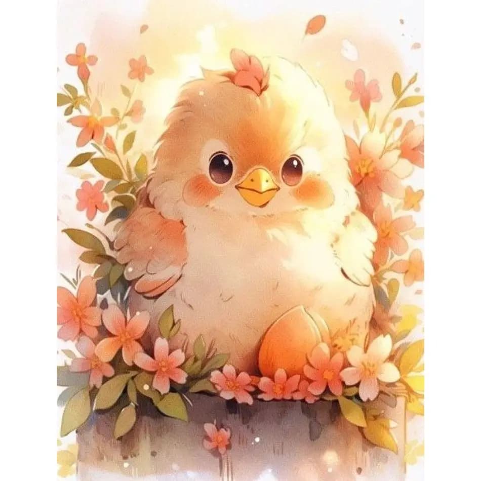 RUOPOTY Flower Flower Chick Diamond Painting Kits Handicraft Art Decorative Paintings Animal Full Round Diamond Art Painting Kit