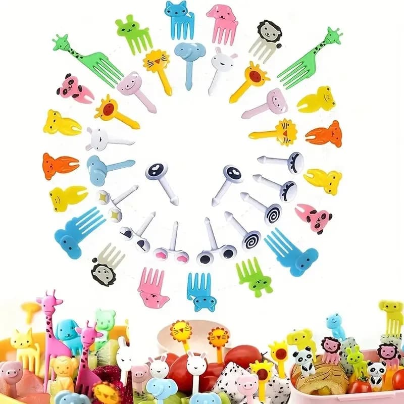 40 pezzi di plettri per alimenti per frutta e animali, plettri Bento Box, mini stuzzicadenti per cibo per animali dei cartoni animati, forchette Bento per il pranzo per bambini