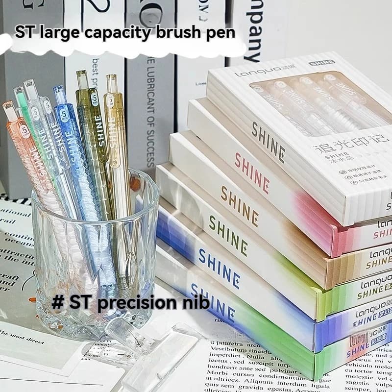 4PC Penna Gel Presse Penna Neutra Perseguindo Luce Stampa Trasparente Alta Aspetto Studente Spazzolatura Penna di Prova Asciugatura Rapida Potente W