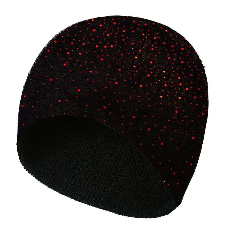 New Autumn Winter Hats with Brilliant Rhinestones Hot Knitted Headphone Hats Girl's cap Women casual hats Outdoor ski cap
