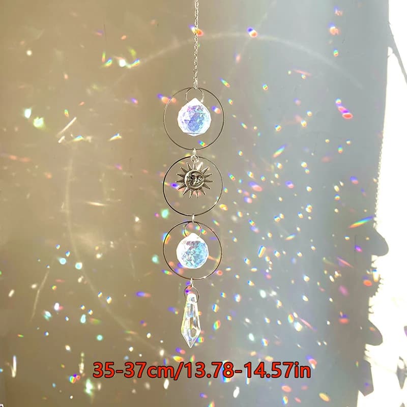 C 1pc new Hanging Crystal Pendant Garden Suncatcher Wind Chimes Rainbow Prism Crystal Chain For Window Decor