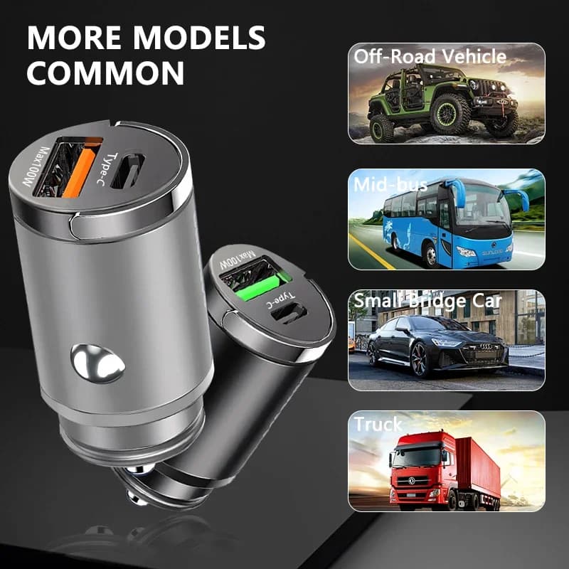 Mini Car Charger Lighter Fast Charging for IPhone QC3.0 Mini PD USB Type C Car Phone Charger for Xiaomi Samsung Huawei