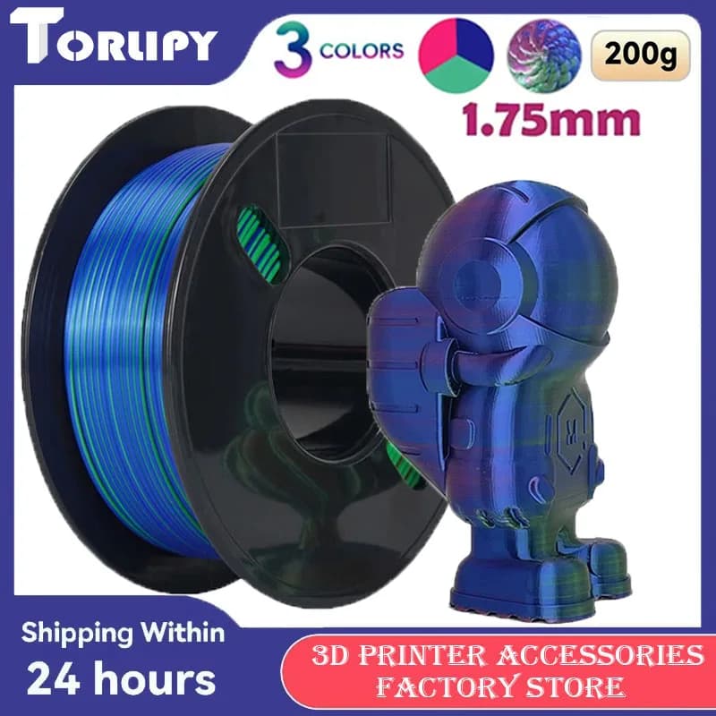 3D Printer Filament Safety Plastic 200g Filament PLA Tricolor Silk Rainbow Precision 1.75 mm +/- 0.02 m 3D Printer Filament