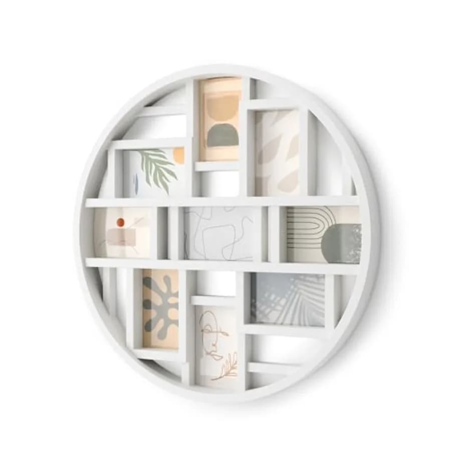 Luna Collage Picture Frame Holds Nine 4x6 Photos, Large 22-Inch Diameter