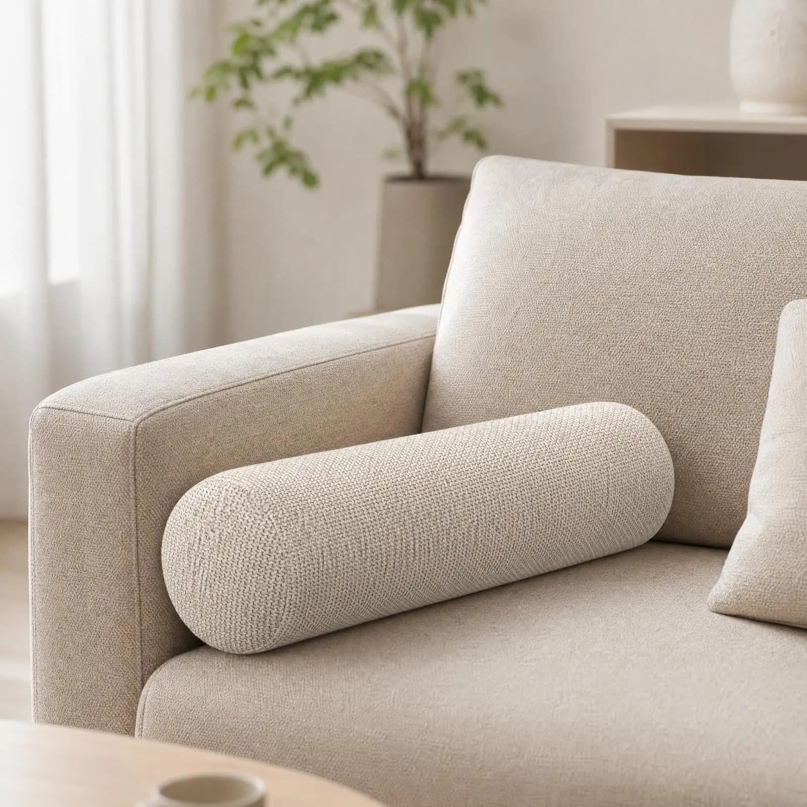 Long Memory Foam Bolster Pillow Cylinder Cushion for Sofa Bed Back Support Neck Rest Travel Pillow Round Decorative Polyester
