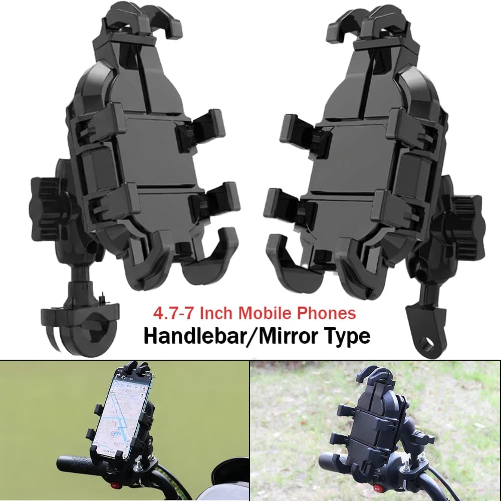 Supporto per Telefono da Moto Antiurto Regolabile, Montaggio su Manubrio o Specchietto, Staffa GPS per Motocicletta, Scooter, ATV