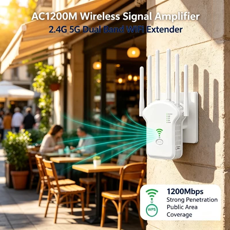 High Power AC1200M 5G 2.4G Dual Band Wireless Signal Amplifier WiFi Repeater Range Extender