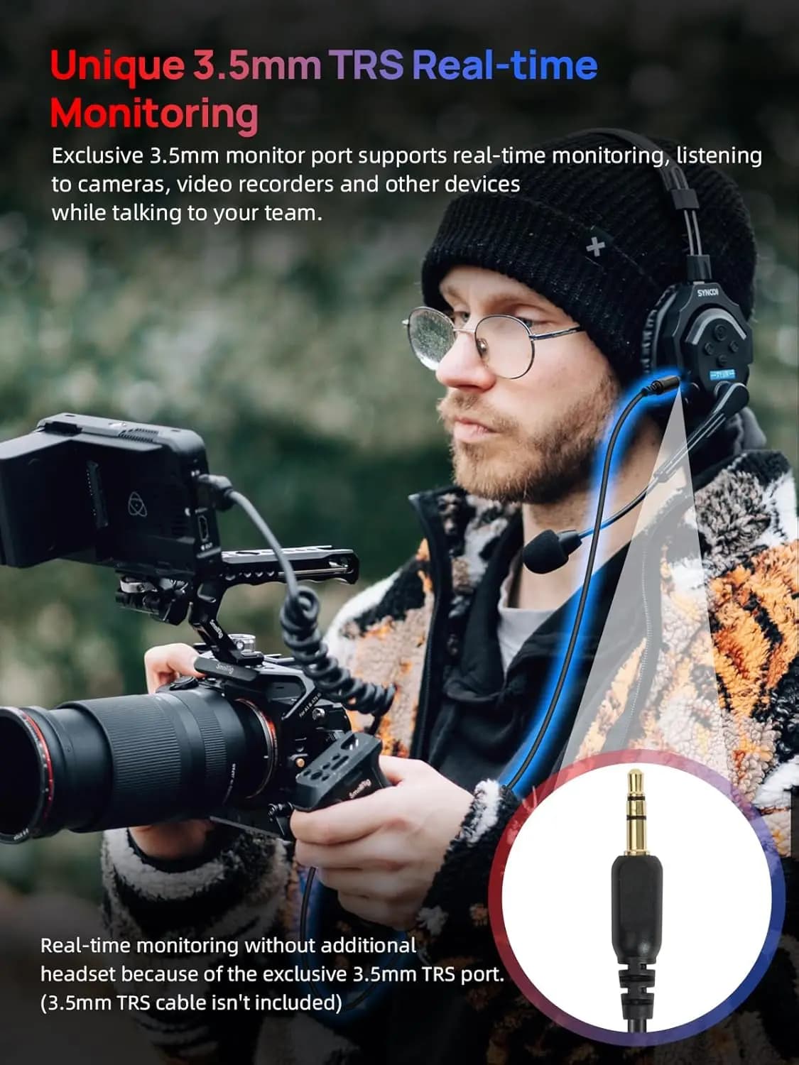 SYNCO XTALK X2 Sistema di cuffie interfono wireless, cuffie di comunicazione da 2,4 GHz per 2 persone con 24 ore di lavoro 350 M/1148FT