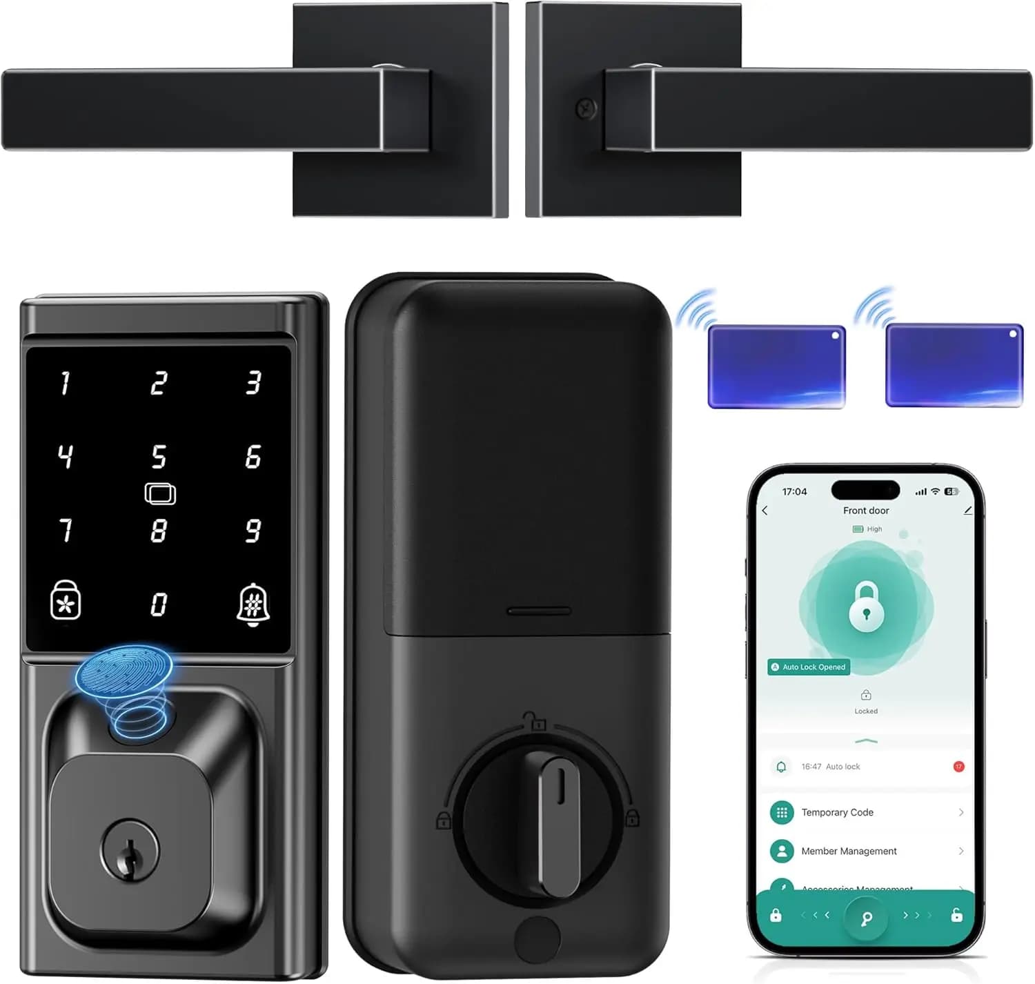 Serratura Intelligente Senza Chiave con Impronta Digitale, Tastiera Touchscreen, Controllo App, Chiusura Automatica e Impermeabile per Porta d'Ingresso