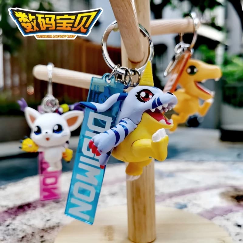 Nuovo Genuino Anime Digimon Adventure Figura 3d Portachiavi Anime Action Figures Agumon Gabumon Modello Da Collezione Giocattoli Regalo
