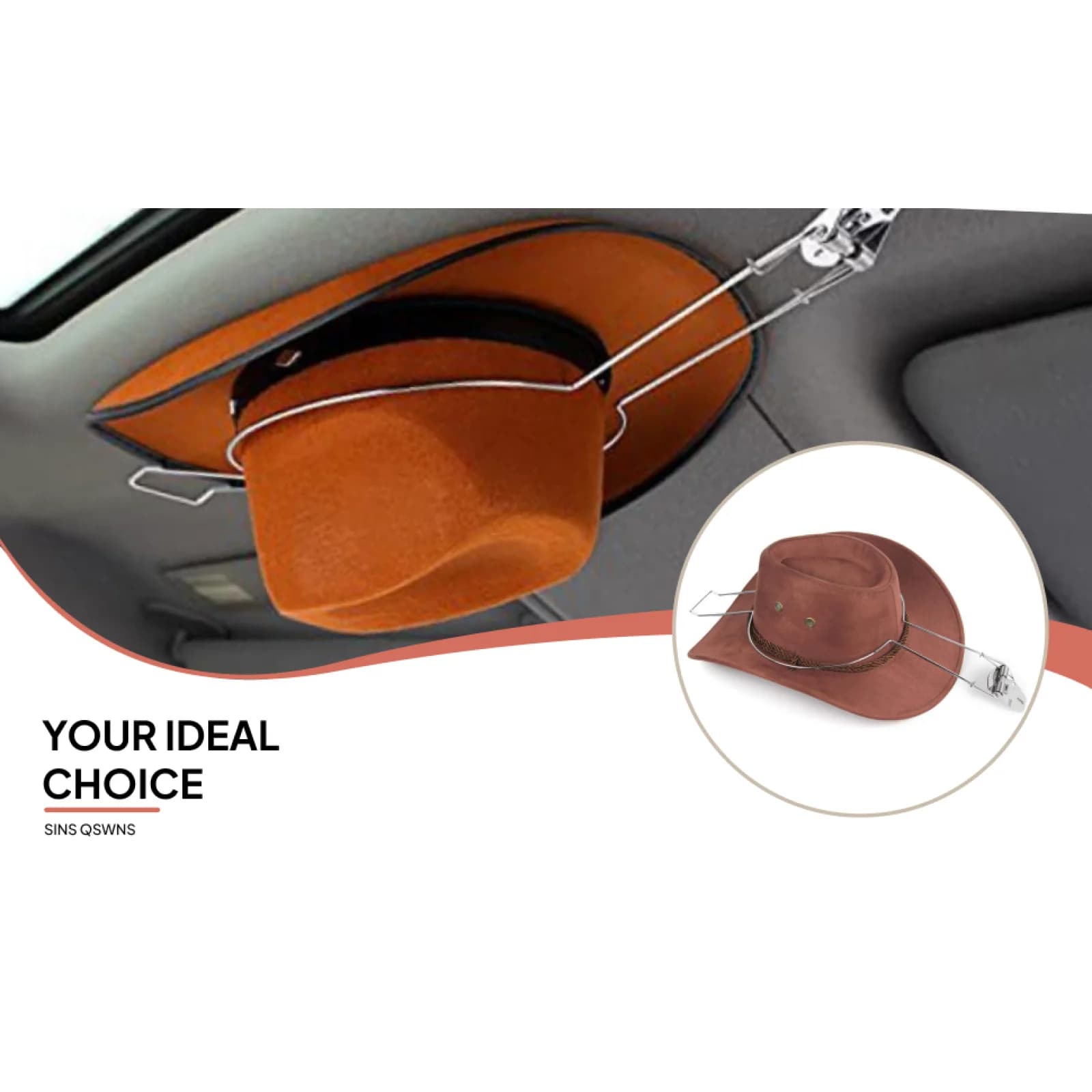 Porta cappelli da cowboy montato su auto, porta cappelli resistente, staffa per cappelli, organizer a molla integrato, porta cappelli con clip per auto