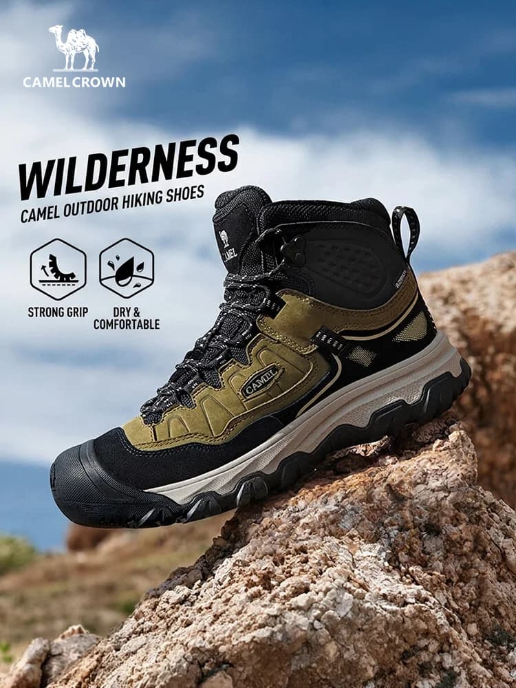 Golden Camel Non-slip Wear Resistant Men's Outdoor Hiking Shoes Breathable Splashproof Climbing Sneakers Hunting Mountain Boots
