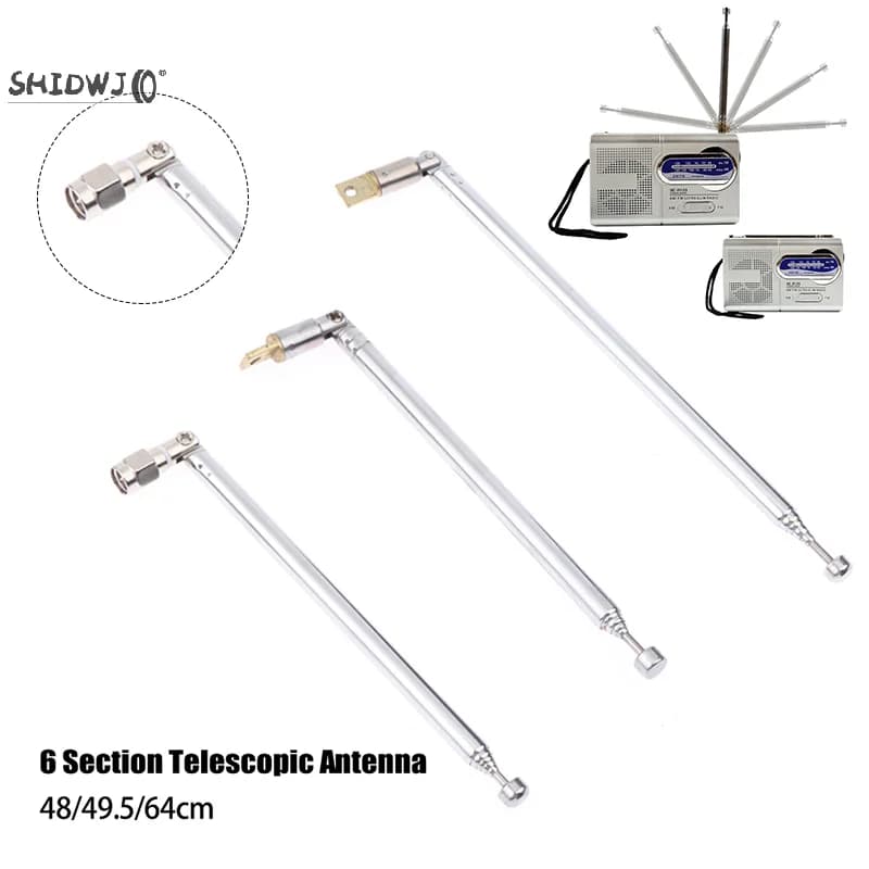 48/64cm 6 sezioni in metallo Full-Channel Am Fm Radio Antenna telescopica Antenna rotante a 360 gradi Aeial Antenna universale per asta auto