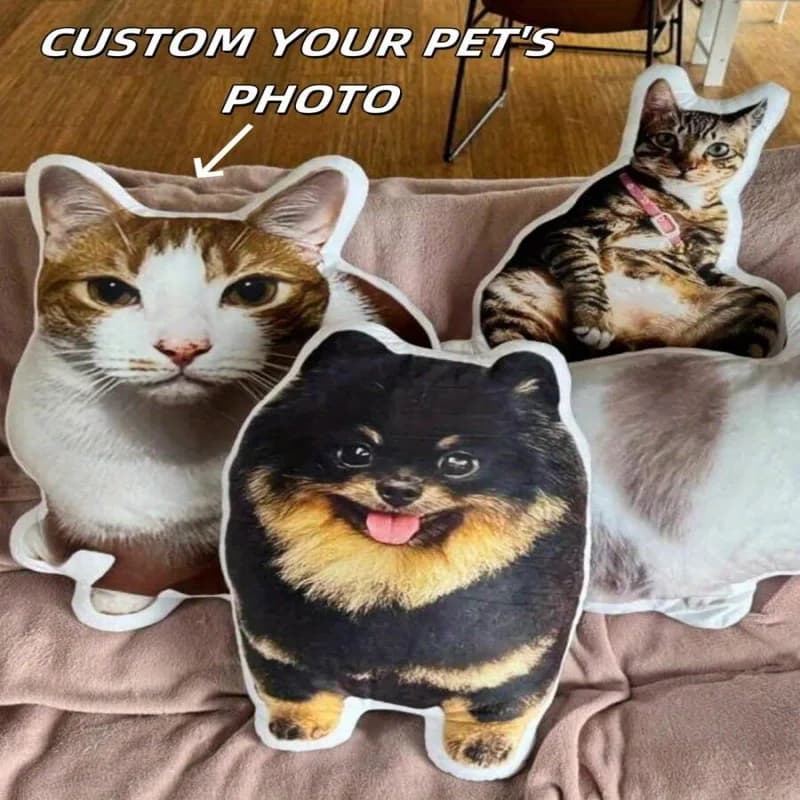 1 cuscino 3D personalizzato per animali domestici con stampa fronte-retro di forme di cane o gatto realizzato da foto, morbido materiale peluche, colori misti