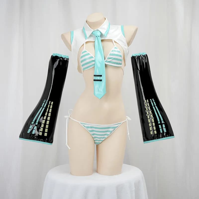 Anime Miku Cosplay Miku Formula Abiti Costumi Ragazza Neve Natale Uniformi di gioco di ruolo Bikini stile pelle Ragazza carina Lingerie