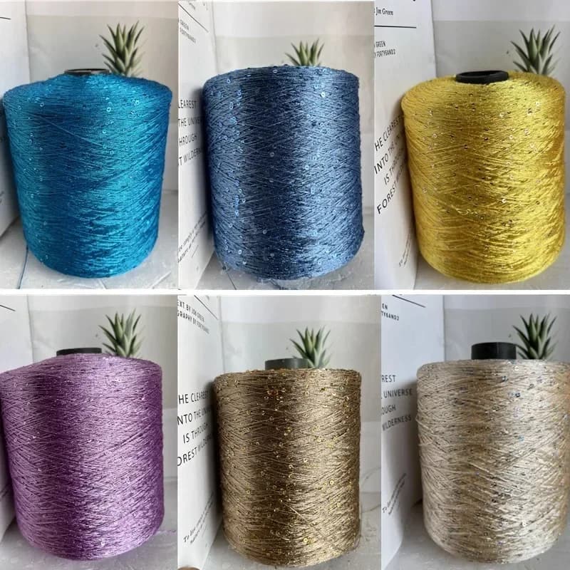 500g Summer Ice Silk Sequin Mercerized Thread Yarn DIY 1mm Sequin Hand-knitted Thread Doll Sweater Making Sewing Material