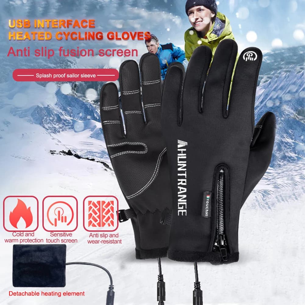 Guanti riscaldati elettrici Touch screen USB Guanti da sci caldi invernali Moto Guanto antiscivolo Scaldamani invernale per escursioni all'aperto Sci