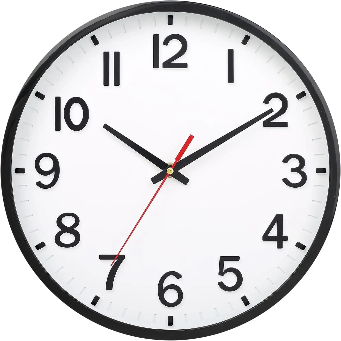 8 Inch Silent Modern Wall Clock, Battery for Living Room, Bedroom, Kitchen, Office, White and Black Decoration