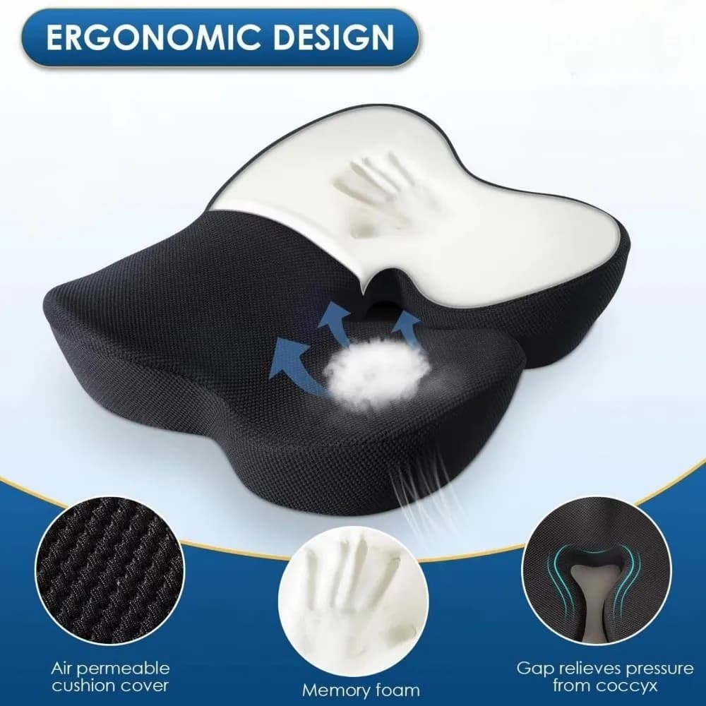 Cuscino per Sedia da Ufficio in Memory Foam, Cuscino Ergonomico a Lento Ritorno, Supporto per Sedia a Forma di U, Cuscino in Memory Foam