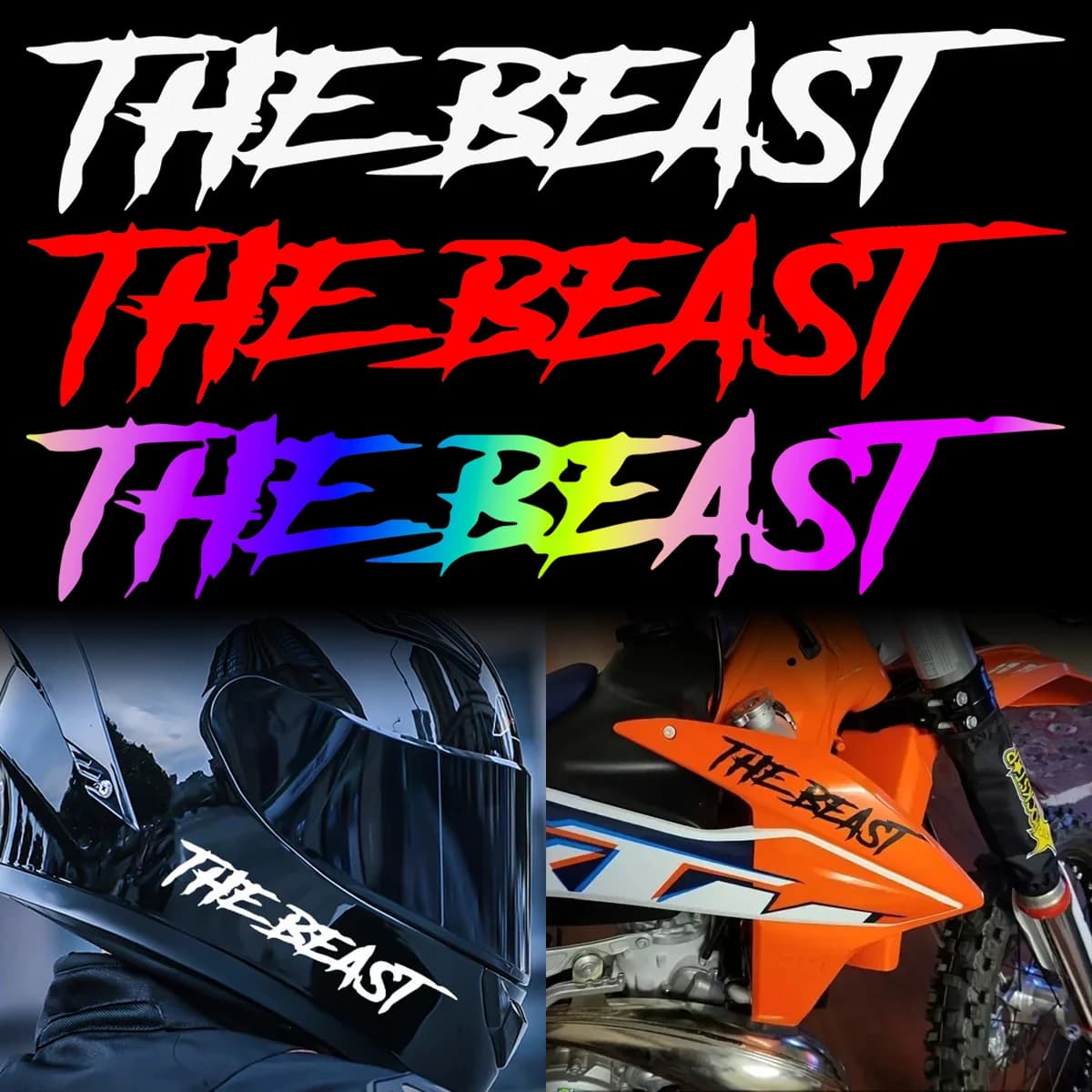 THE BEAST Motorcycle Helmet Stickers Scratch Proof Moto Bike Fuel Tank Fender Fairing Scooter Vinyl Decor Decals Accessories