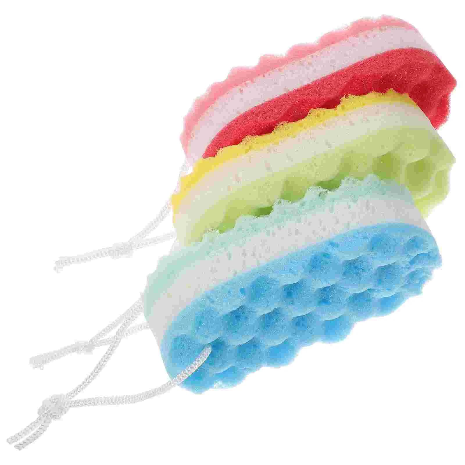 3 pezzi spazzola per il corpo ovale vasca da bagno per bambini Luffa Wipe M spugna esfoliante per scrubber da bagno