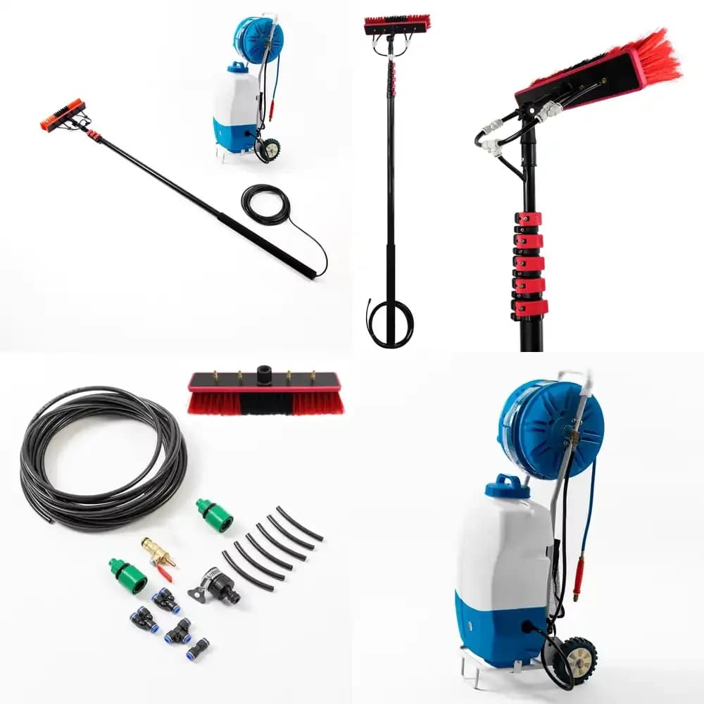 Kit di Pulizia Multifunzionale ad Alta Pressione con Asta Telescopica e Spazzola per Pannelli Solari