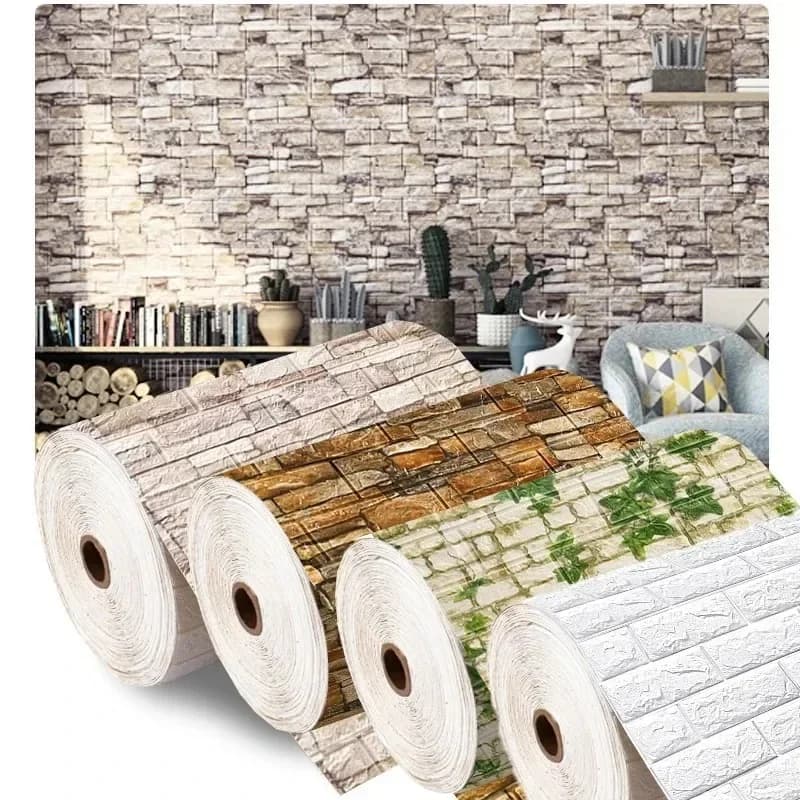 70 cm x 1/2/5/10 m 3D Schiuma Modello di mattoni Carta da parati FAI DA TE Adesivi murali impermeabili Camera dei bambini Decorazione dell'autoadesivo della parete della camera da letto di casa