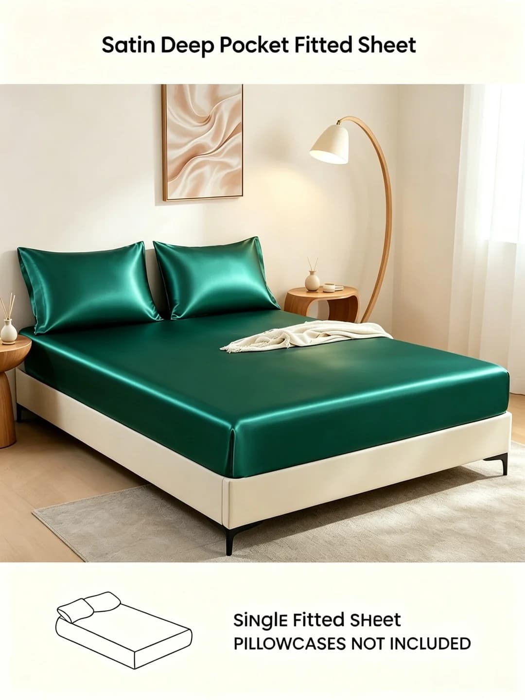 1pc Silky Satin Fitted Mattress Cover, Cooling lce Silk Solid Color Non-Slip Bed Sheet, Soft SmoothElastic Mattress Protector