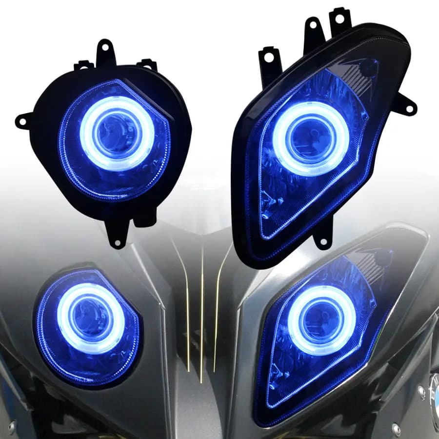 Moto HA CONDOTTO LA Luce Faro Personalizzato Angel Eyes Faro HID Proiettore Faro di Montaggio Testa Della Lampada Per BMW S1000RR 2009-2014