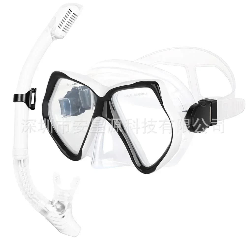 Maschera subacquea a corpo intero con telaio grande, set snorkel, maschere in silicone impermeabili e antiappannamento per uomo e donna, maschere subacquee galleggianti