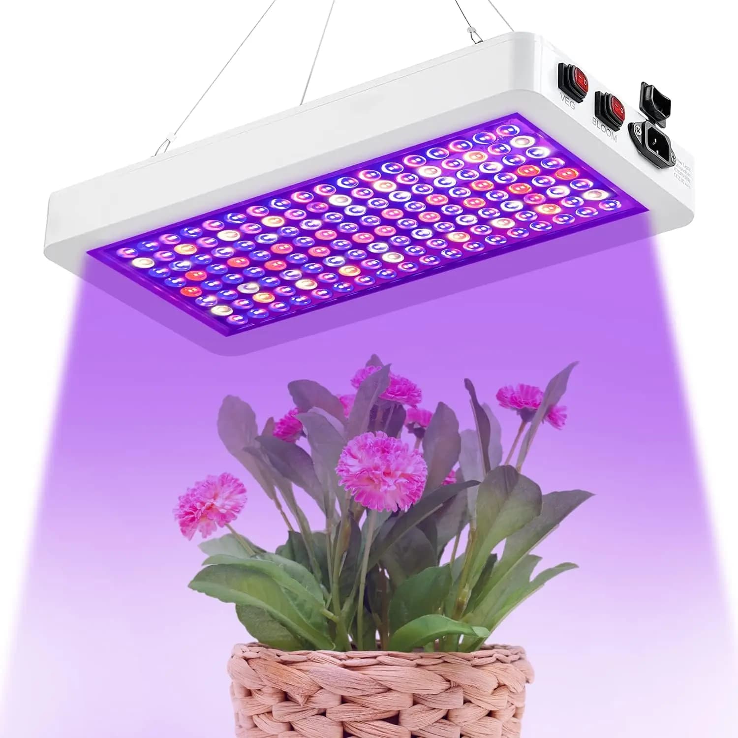 Complete Spectro Dimmable LED Lamp for Indoor Plants, from Germination to Flowering with Double Switch