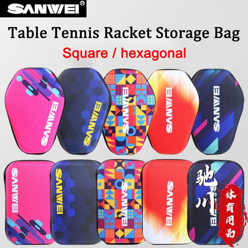 Custodia Rigida SANWEI per Racchetta da Ping Pong, a Forma Quadrata/a Zucca, Borsa Protettiva in Tessuto Oxford per Racchette da Tennis da Tavolo