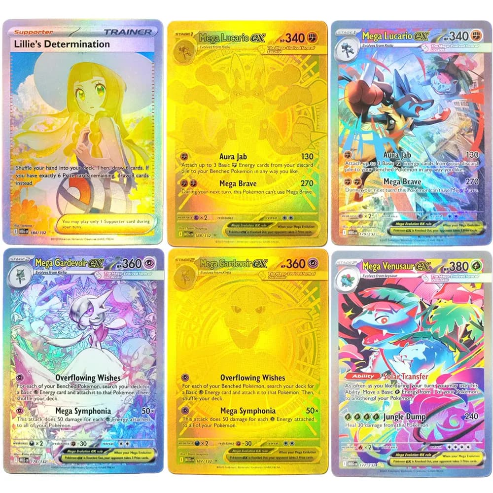 Proxy Pokemon ME01 Mega Evolution Lucario Gardevoir Venusaur Lillie's Determinazione Latias ex Gioco di carte collezionabili