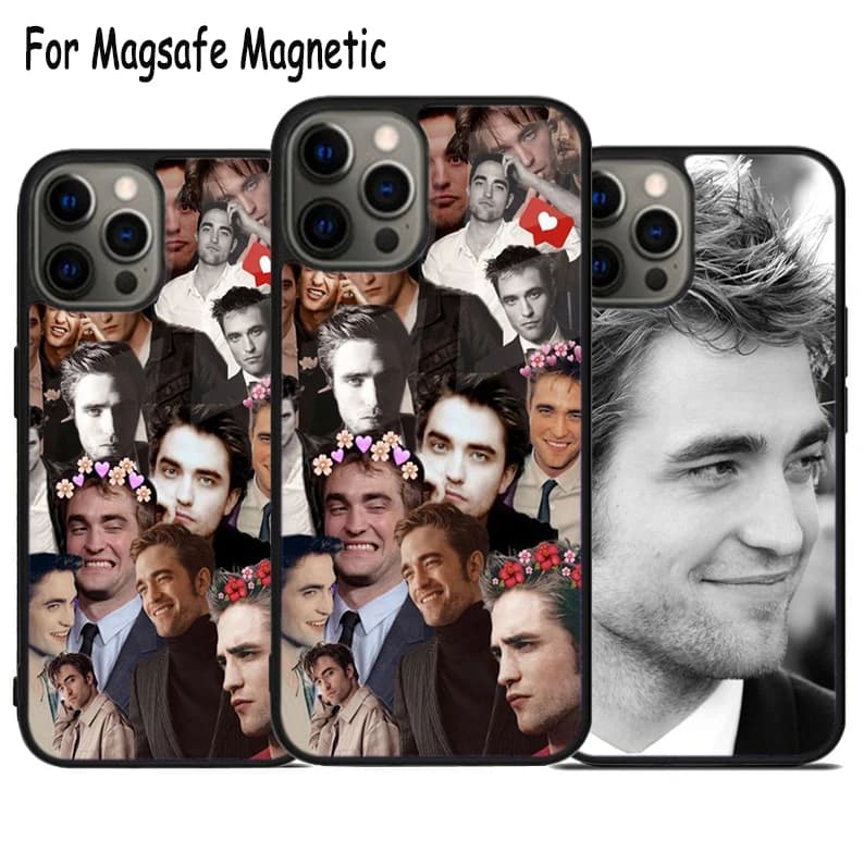 Cover per telefono con ricarica wireless Robert Pattinson per iPhone 17 Air 15 16 16e 14 13 11 12 Pro Max Plus, cover magnetica Magsafe con paraurti