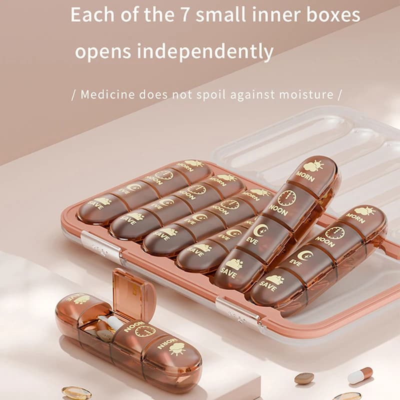 Portable 21/28 Grills Weekly Wallet Medicine Dispenser Tablet Organizer Storage Boxes 7 Days Disappearance Wallet Container