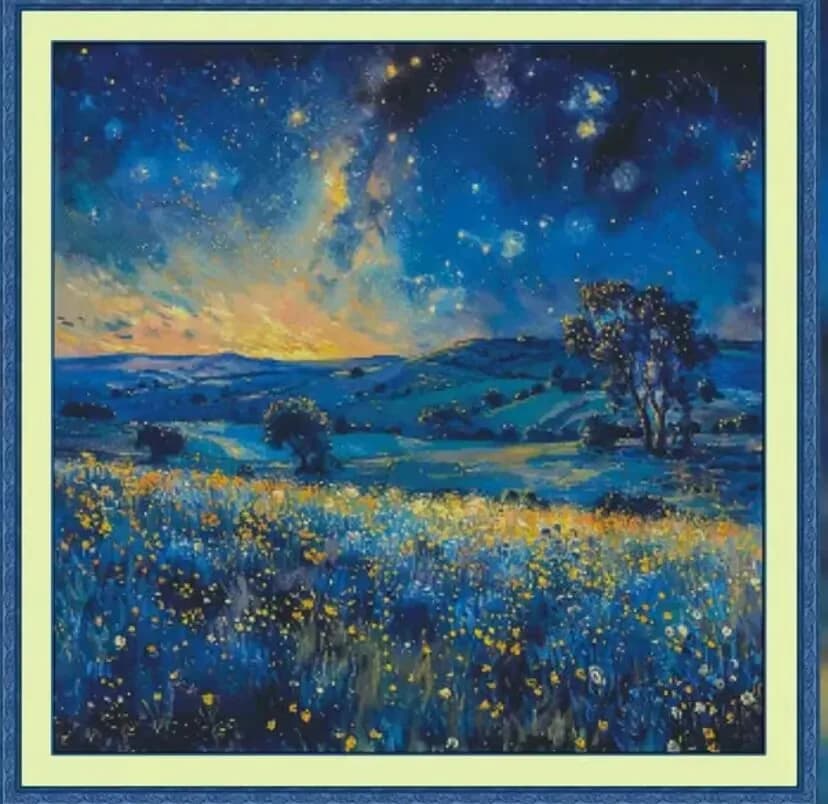 Dreamy Night Scene 14CT 16CT Printed Canvas Cross Stitch DIY Set Chinese Pattern Kit Home Needlework Embroidery 109 Colors