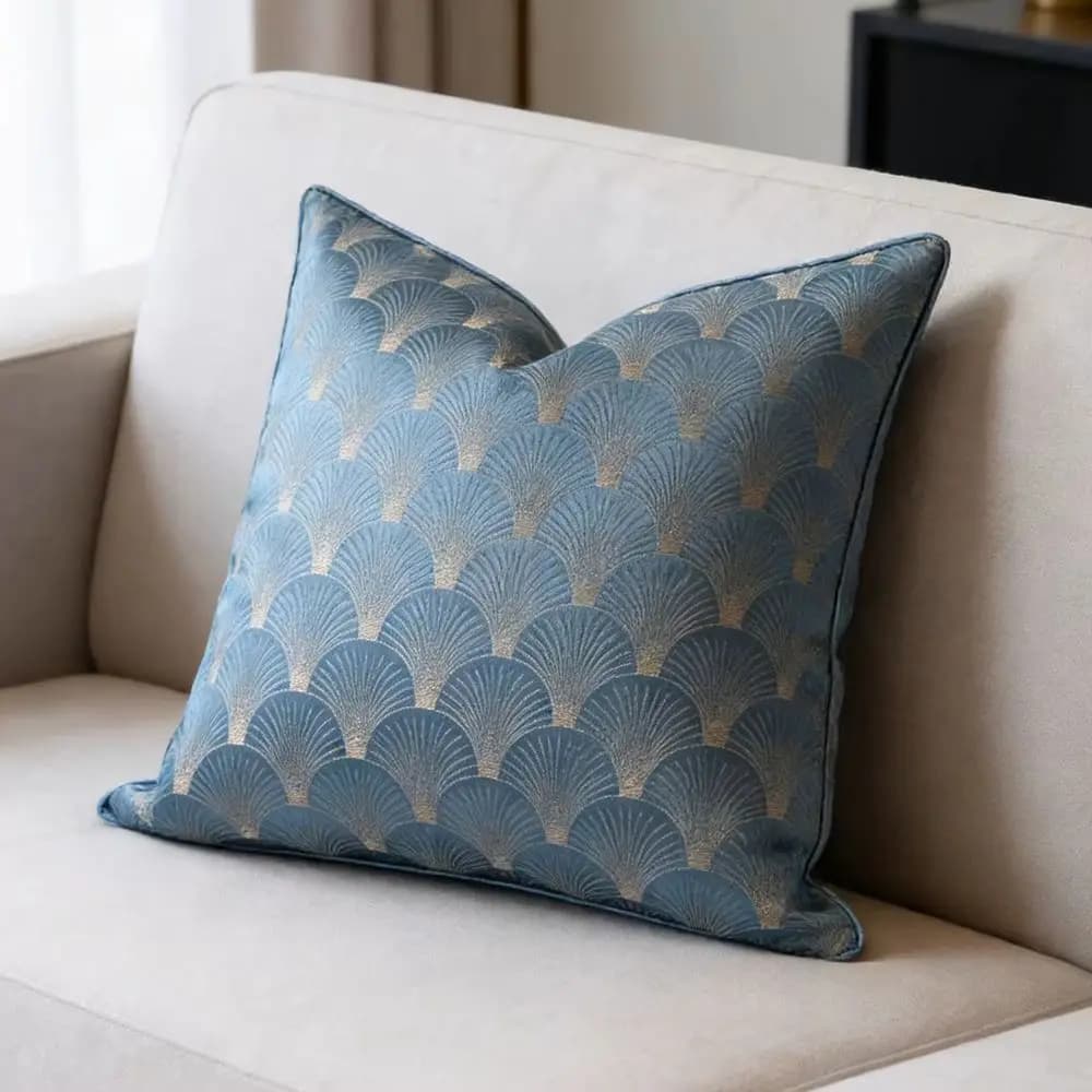 Fodera per cuscino in jacquard a forma di ventaglio con texture a onde in stile cinese, per letto, casa, hotel, regalo, 45x45cm, federa per cuscino lombare 30x50cm