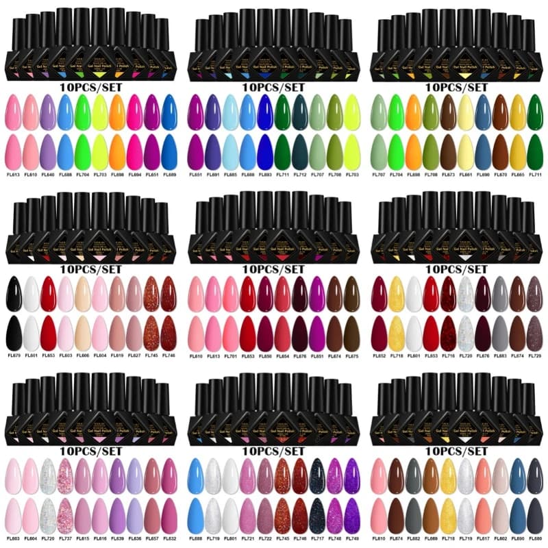 Set di 10 Smalti Gel per Unghie, per Tutte le Stagioni, Kit Manicure Fai-da-Te, Smalto UV/LED, Lunga Durata
