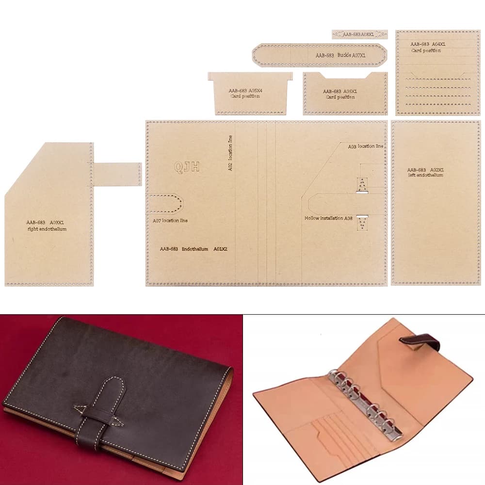Set di Quaderni per Carta Formato A6, Porta Biglietti da Visita - Modello in Carta Kraft, Artigianato Fai-da-Te in Pelle - Modello per Cucito con Fori