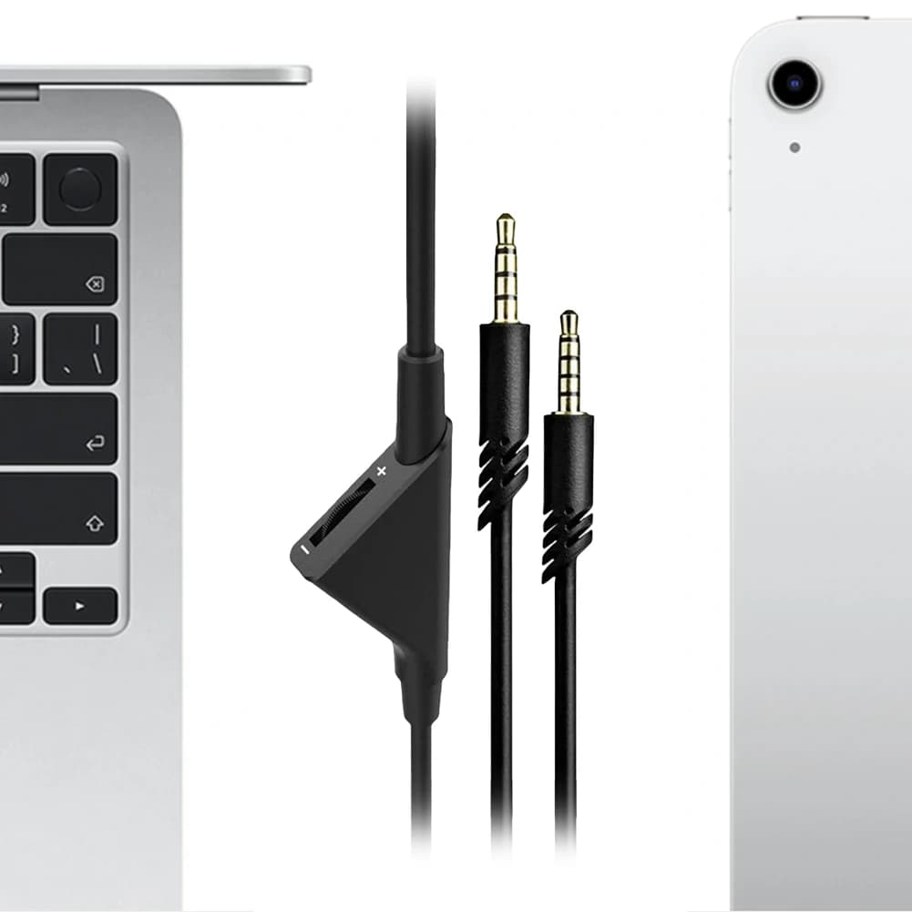 Audio Aux cable from 2.0M/6,5 Feet with Volume Control and 3.5mm Jack for PC, PS4, etc. Compatible with A10, A30, A40, A50 Gaming Headphones